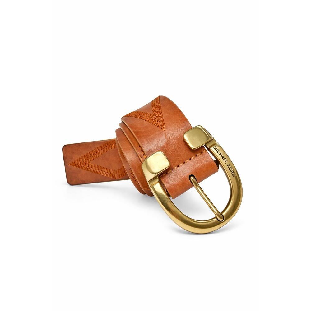 Michael Kors Vintage Cognac Leather Belt Solid Brass Heritage Western Femme